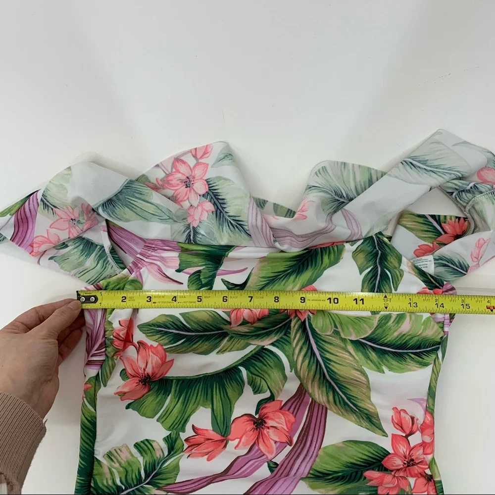 Kona Sol Ruffle Off The Shoulder Tropical High Coverage One Piece Swimsuit